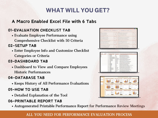 Employee Performance Review Tracker Excel Template | HR Evaluation Form