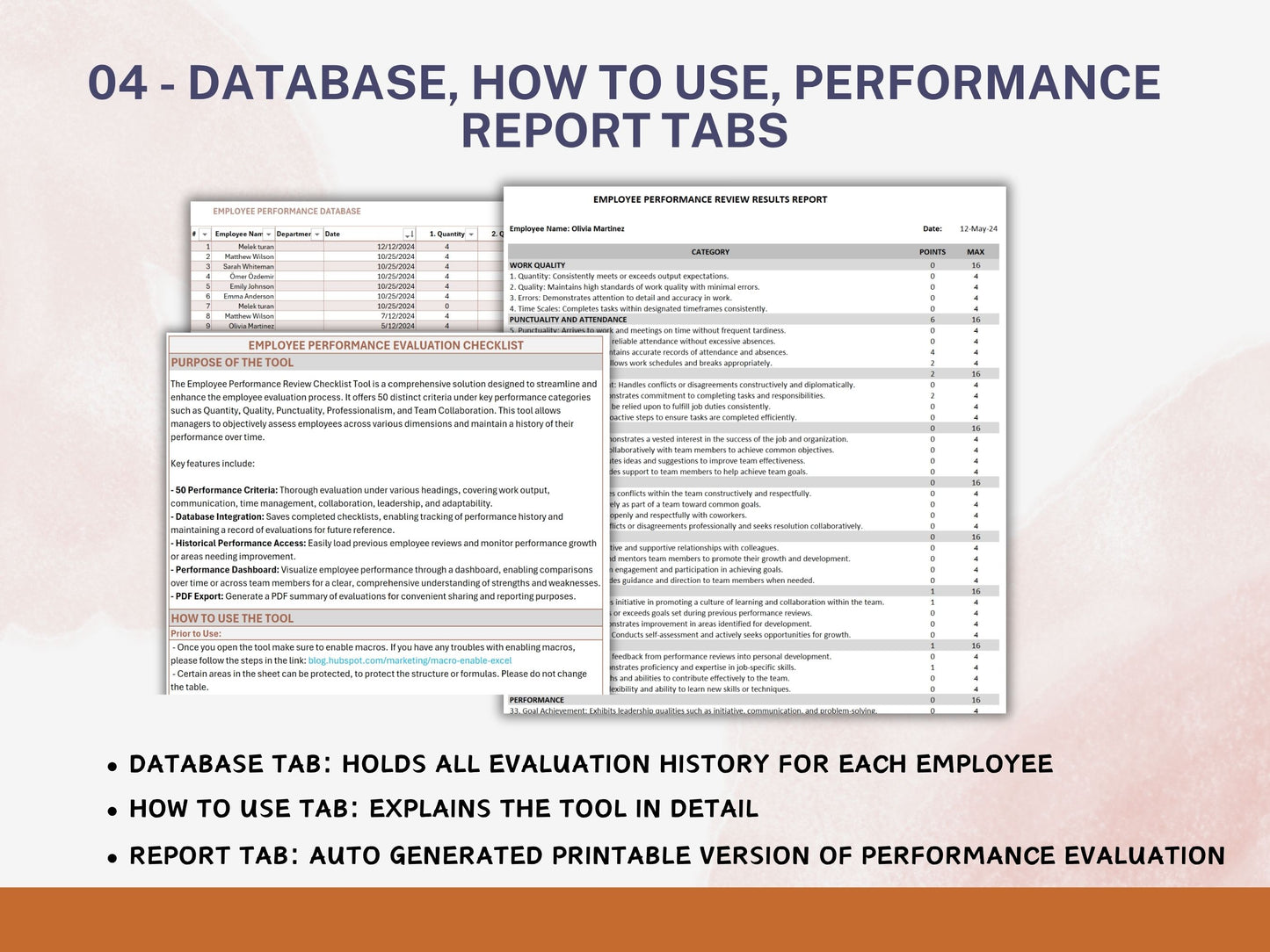 Employee Performance Review Tracker Excel Template | HR Evaluation Form