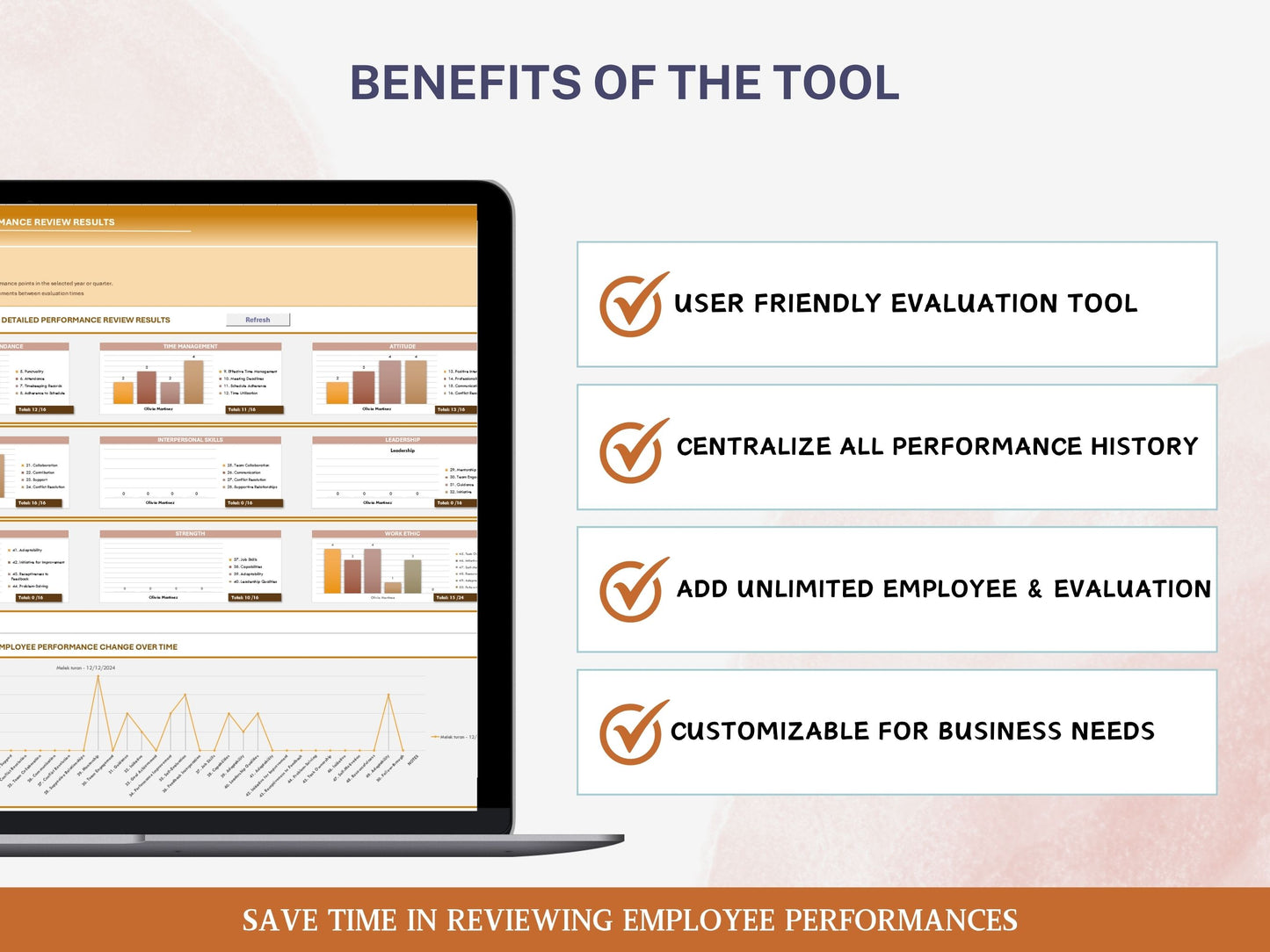 Employee Performance Review Tracker Excel Template | HR Evaluation Form